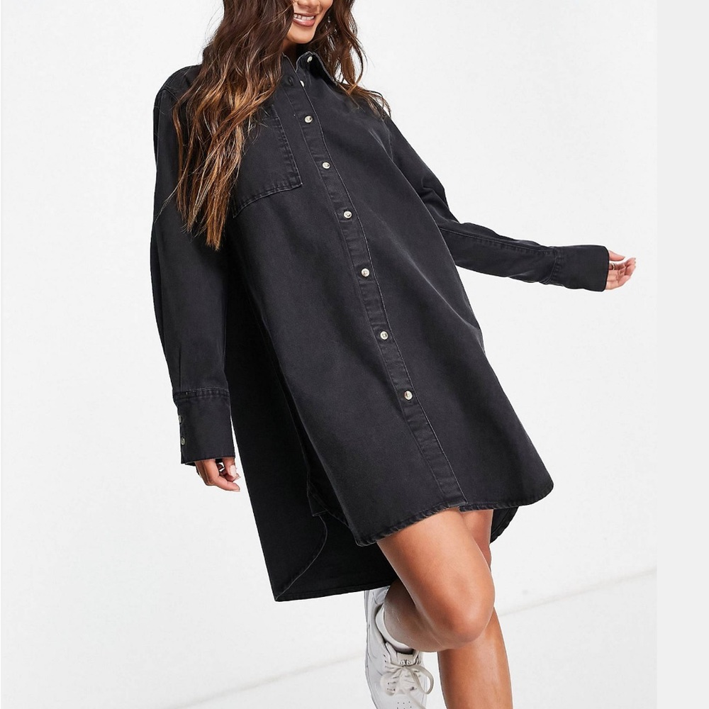 Worn once- denim oversized shirt dress in. Lack